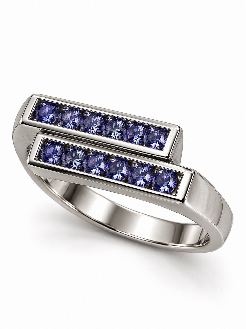 Channel Set Violet Iolite 925 Sterling Silver Ring Size 7